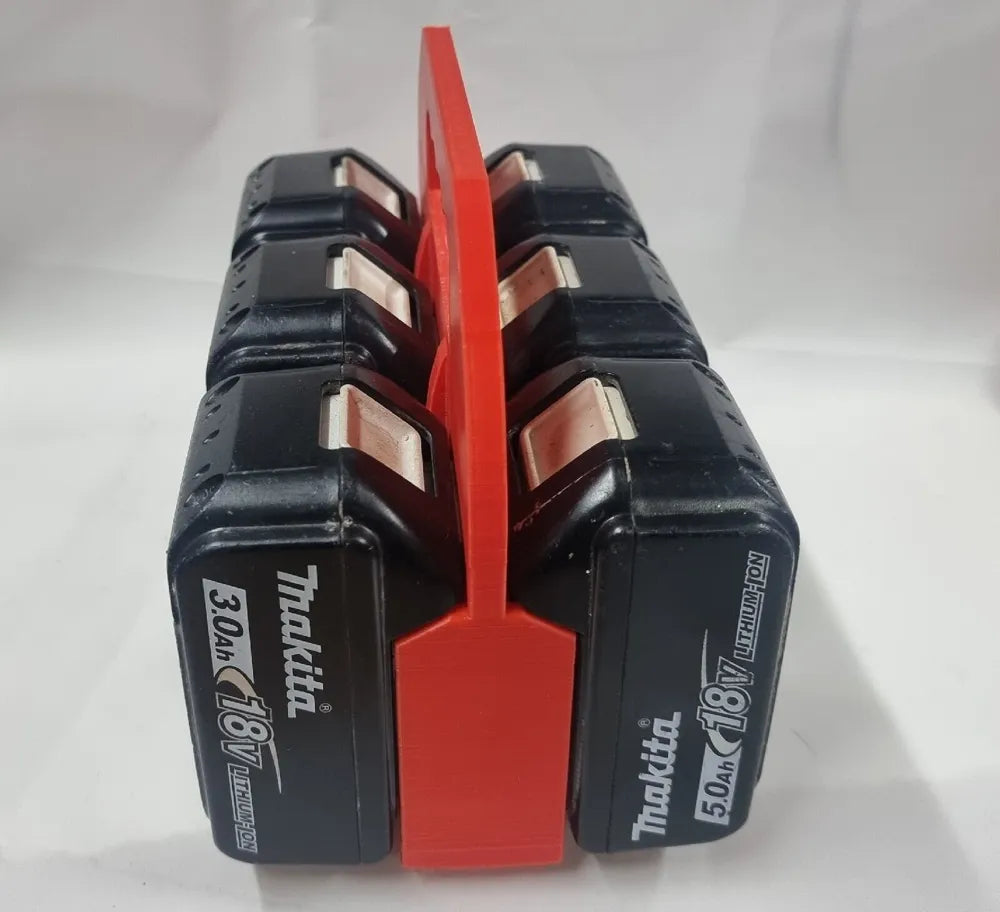3D Printed Makita Battery Holder For 6x 18V Batteries, Compact Black Organizer Caddy For Van, Workshop Or Jobsite Tool Storage