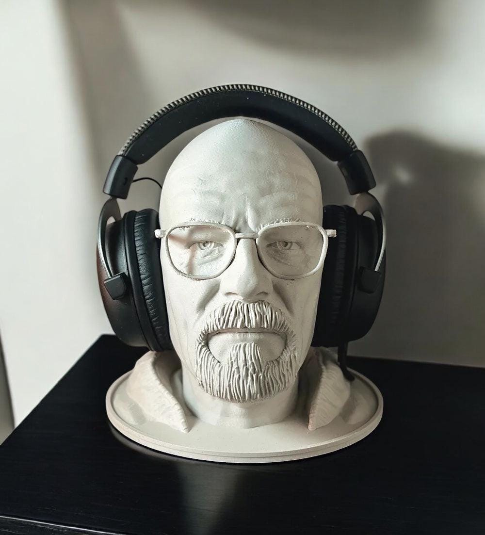 Walter White-Inspired Headphone Stand Bust, Breaking Bad Desk Organizer, Unique Gift for Gamers & TV Show Fans