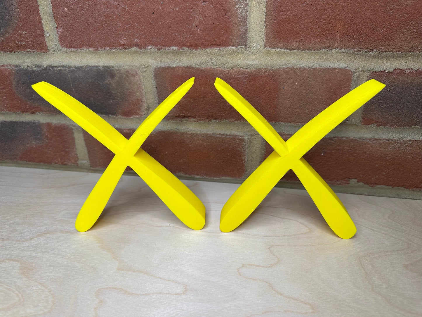 KAWS-Inspired Yellow X-Eyes Sculpture, Modern Art Decor for Collectors, Bold Minimalist Design, Eye-Catching Desk or Shelf Ornament